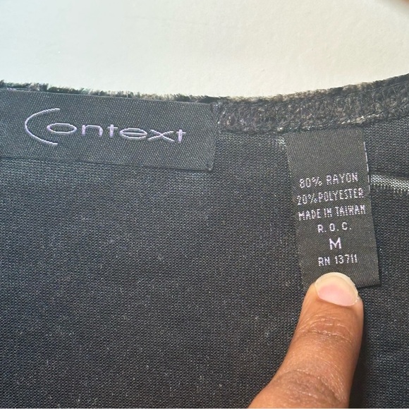 Context Black Gray Paisley Dark Romantic Velvet Burnout Whimsigoth Blouse Size M - Picture 15 of 16